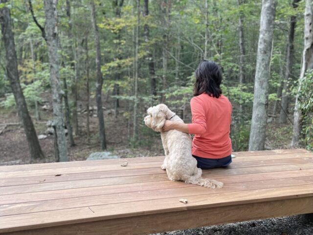Cristen Cottrell and Olive in Zen Garden 3